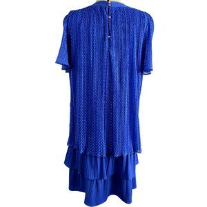 VTG RISA ANN NY Royal Blue Pleated Tiered Midi Dress 15.5 – Pearl Back Buttons